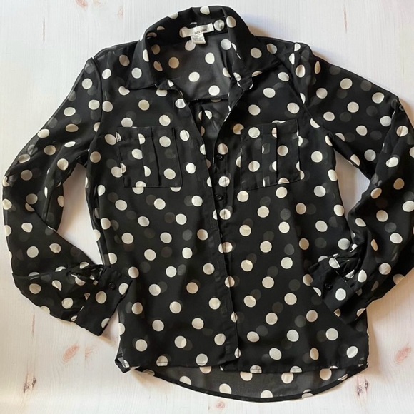 Polka dot chiffon blouse - Picture 1 of 10